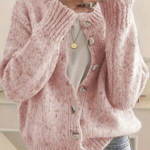 Pink Casual Women's Elegant Cardigan Sweater